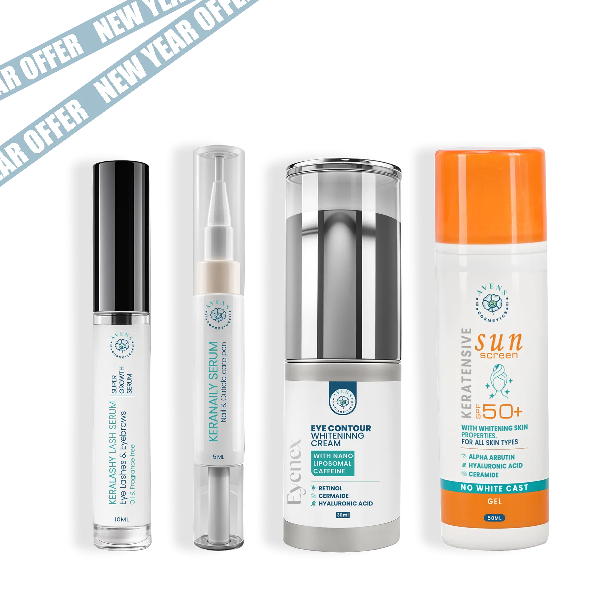 NEW YEAR OFFER (EYENEX CREAM + KERALASHY SERUM + KERANAILY SERUM + KERATENSIVE SUN SCREEN)