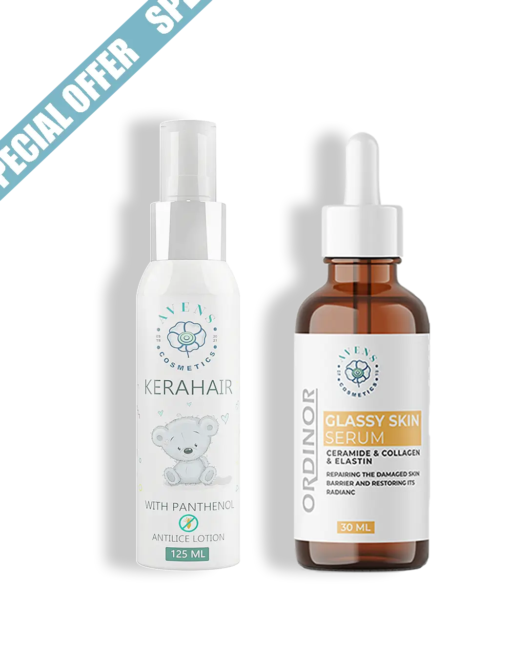 KERAHAIR ANTILICE LOTION X ORDINOR GLASSY SKIN SERUM