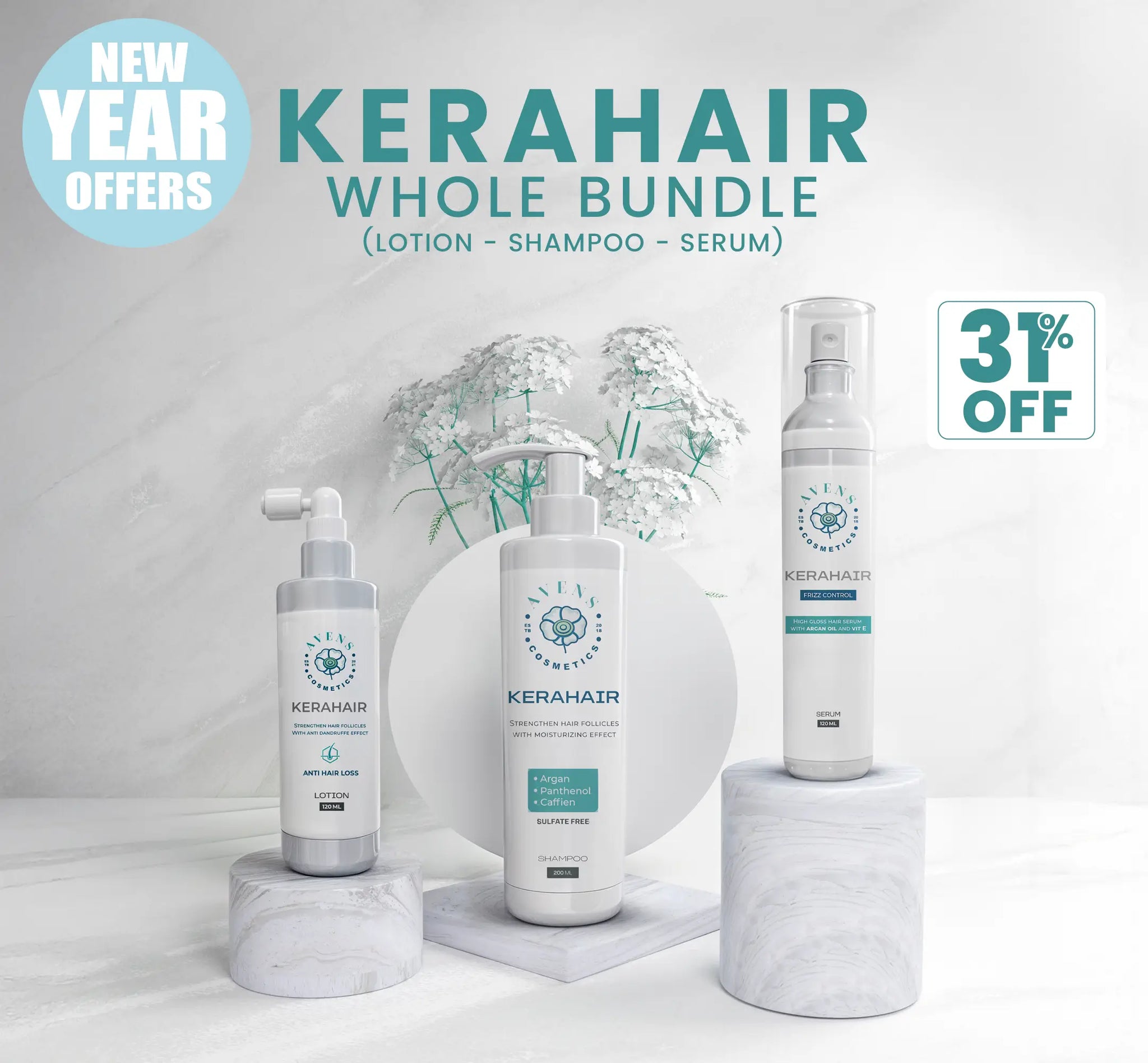 NEW YEAR OFFER ( KERAHAIR GROUP (SHAMPOO+LOTION+SERUM) )